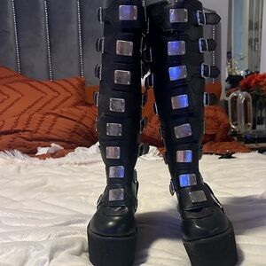 Gothic Black Buckle Combat Boots